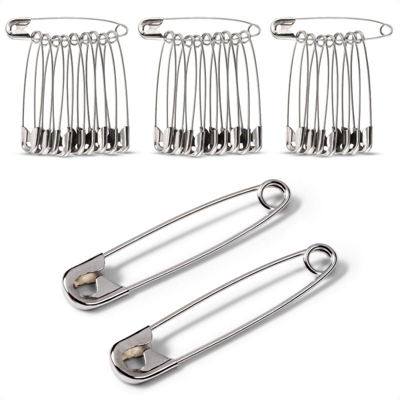 Reluen 30 Pack Extra Large Safety Pins 3 Inch - Safety Pins for Sewing, Durable Stainless Steel Design for Secure Hold, Rust Resistant and Long-Lasting, Good for Quilting, Decorating, and DIY-Crafts - Image 1